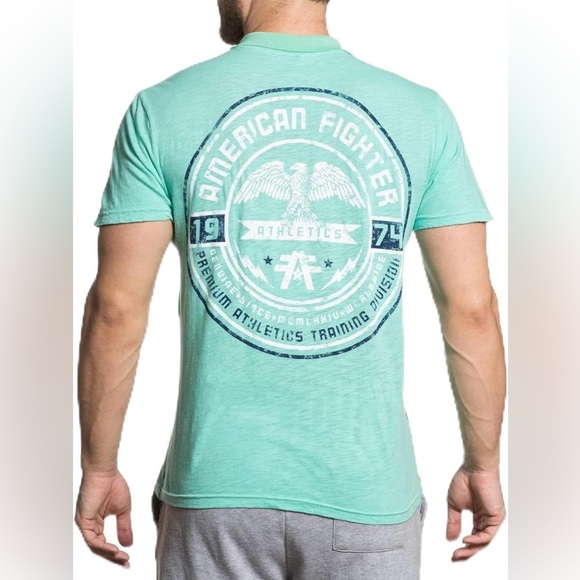 American Fighter Men's Polo Shirt Indian River Mint Green Blueish Size XL - Picture 2 of 16